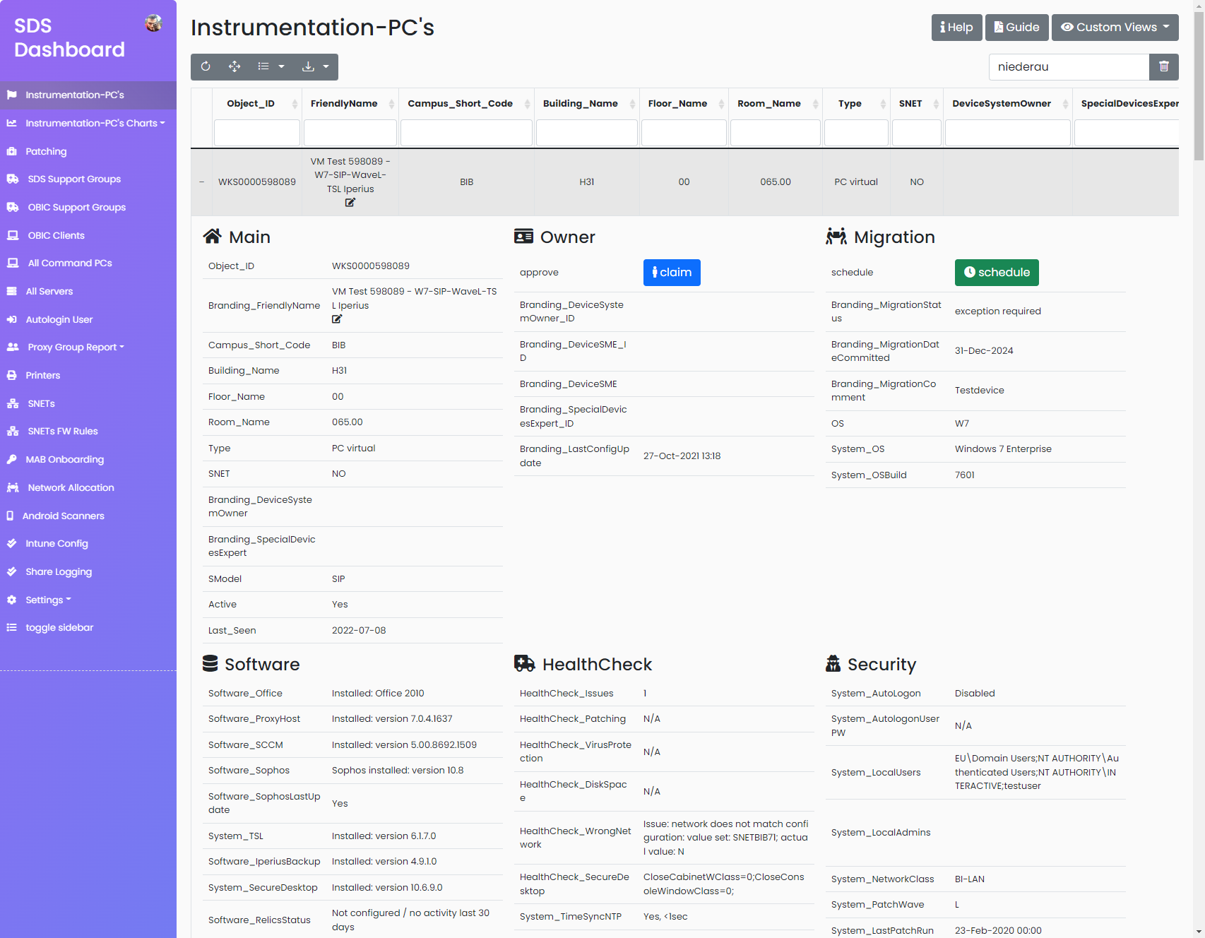 SDS Dashboard